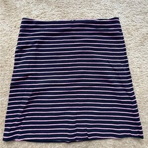 Talbots Navy and Pink Striped Knee Skirt